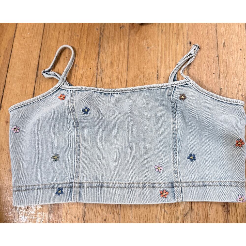 Indigo Rein Embroidered Denim Crop Top Y2K Country Concert M